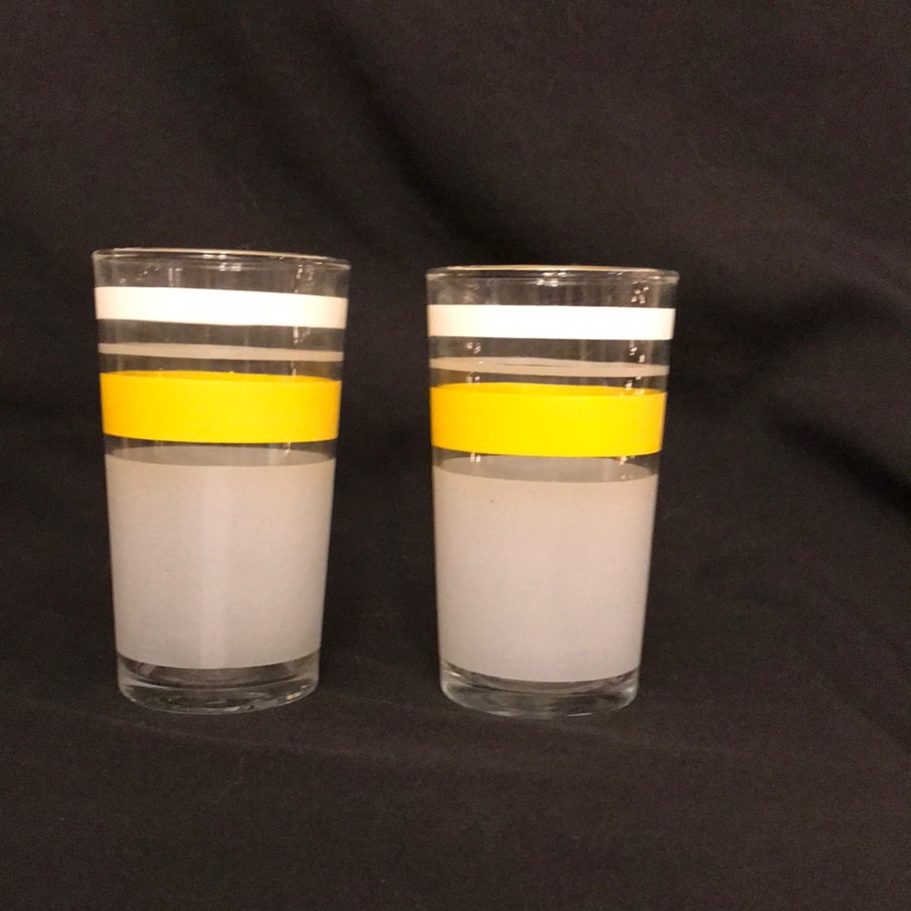 Rare Vintage Libbey Juice/Lemonade Glasses - Yellow/White Stripes